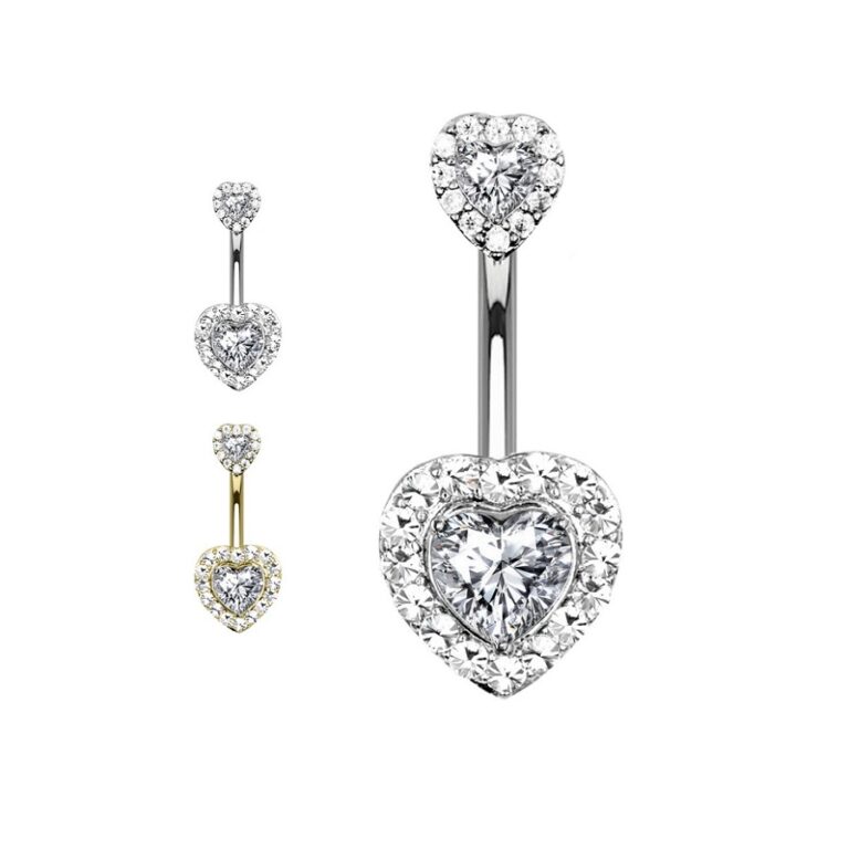 Piercing OMBELICO banana cuori con zirconi - immagine 2