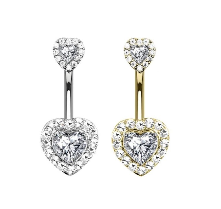 Piercing OMBELICO banana cuori con zirconi