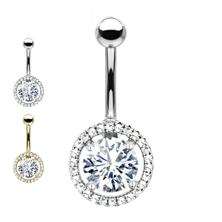 Piercing OMBELICO banana tonda con zirconi - immagine 2