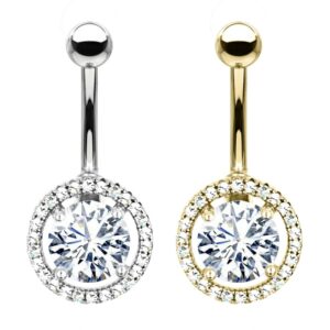 Piercing OMBELICO banana tonda con zirconi